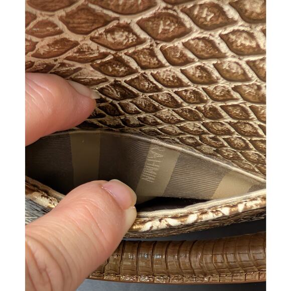 Beautiful Brahmin Duxbury Handbag Cream Gold Faux Snakeskin Satchel Crossbody - Picture 8 of 16